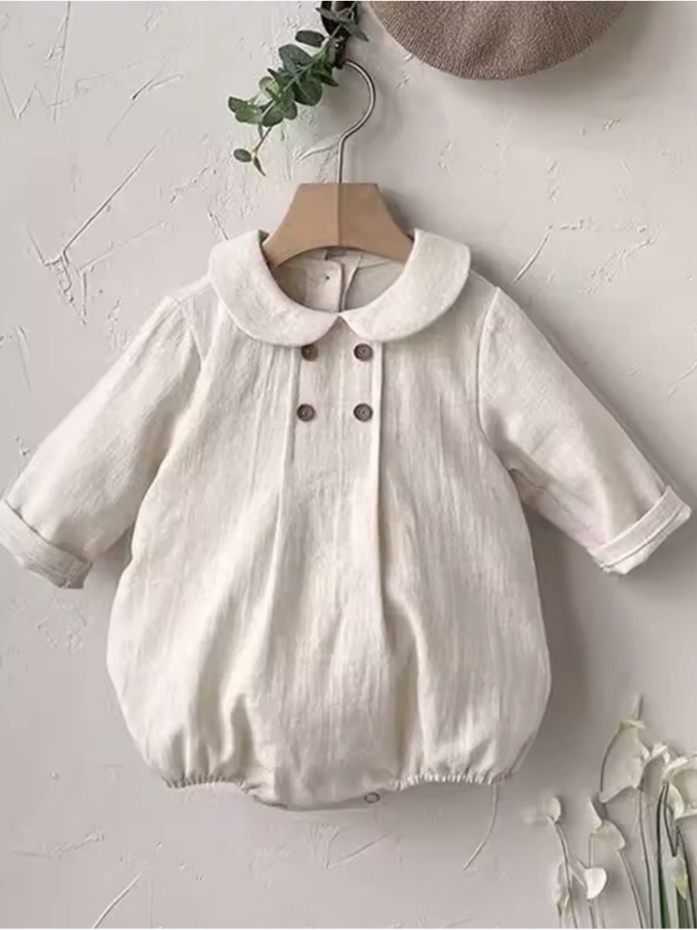 Cream Peter Pan Collar Baby Romper